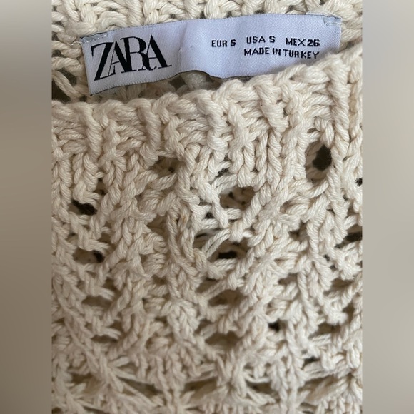 Zara Crochet Top 100% Cotton Flower Ties Size S - Picture 6 of 7